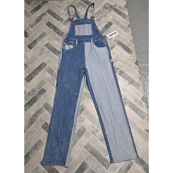 New Guess Originals Women’s Overall Denim Color-block Overall Blue Size MEDIUM - Picture 1 of 11